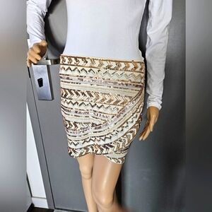 EXPRESS Gold & Silver Sequins Mini Skirt ✨️ 💛 💖